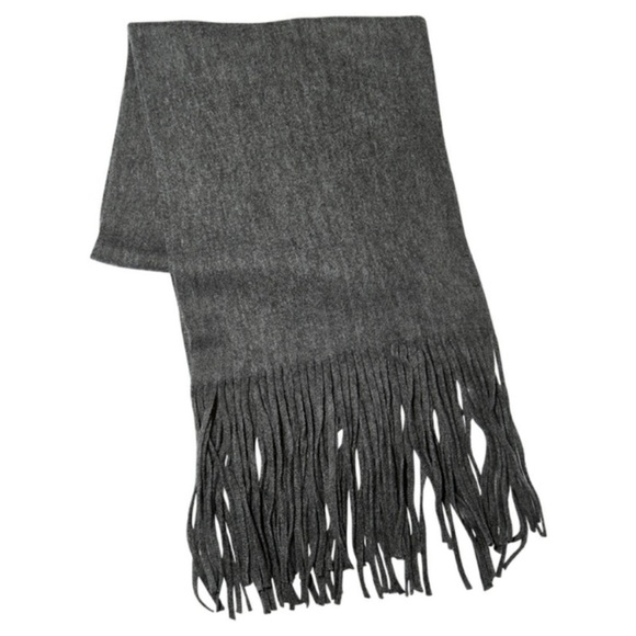 Lucky Brand Scarf Wrap Shawl Charcoal Gray Fringe New - Picture 3 of 4